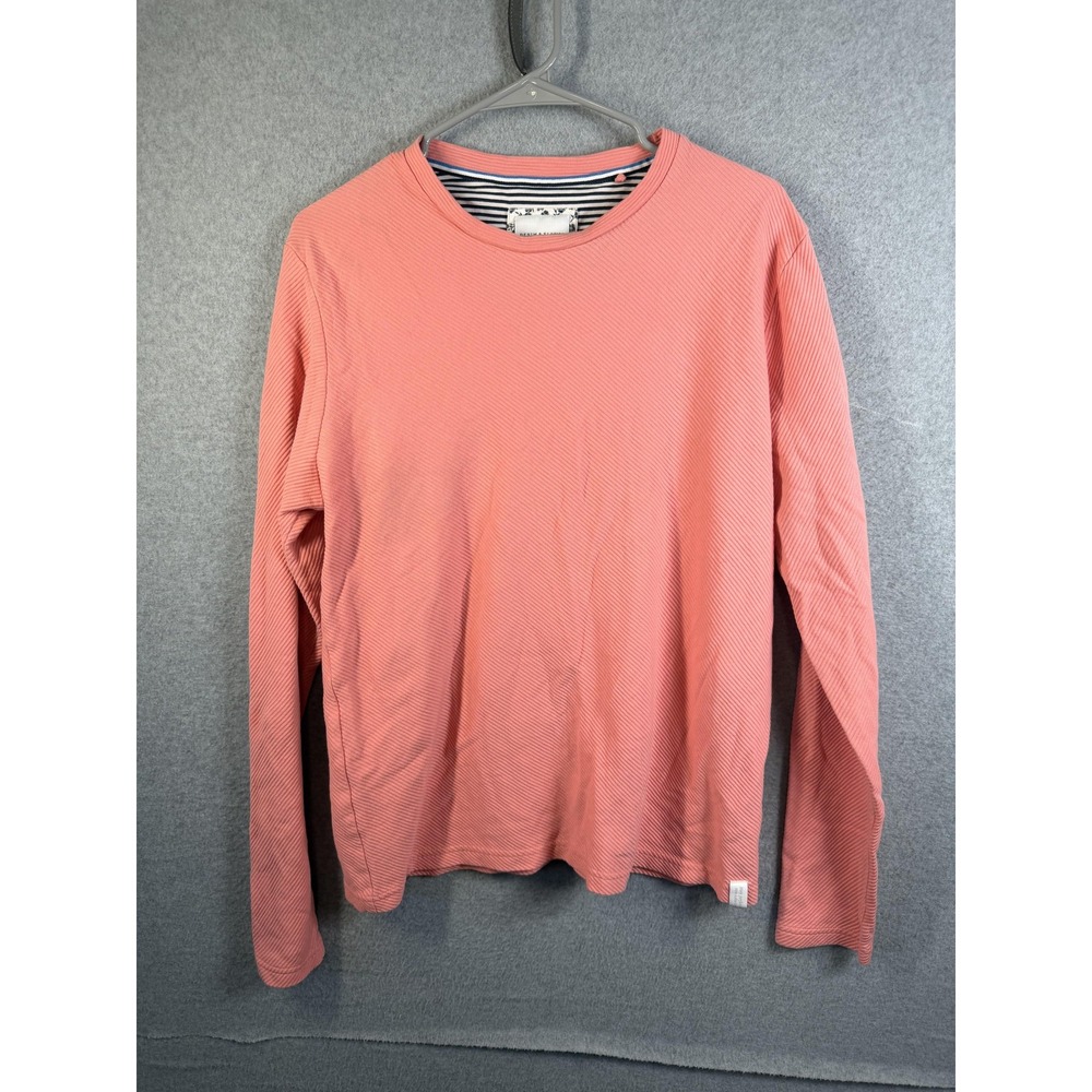 Denim & Flower Shirt Women's Large Pink Long Sleeve Crewneck Textured Cotton Tee